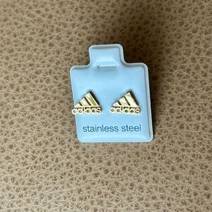 Trendy Gold Unisex Logo Stud Earrings